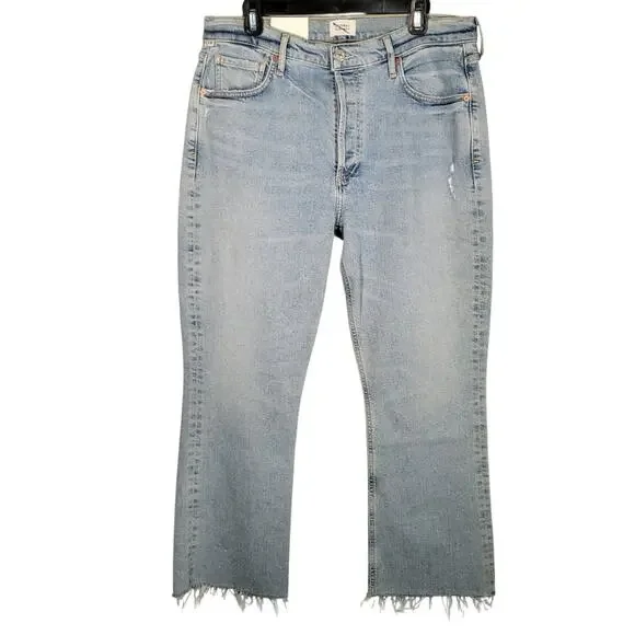 Citizens of Humanity Isola Jeans 32 Button Fly Cropped Bootcut Raw Hem NWT - Picture 2 of 16